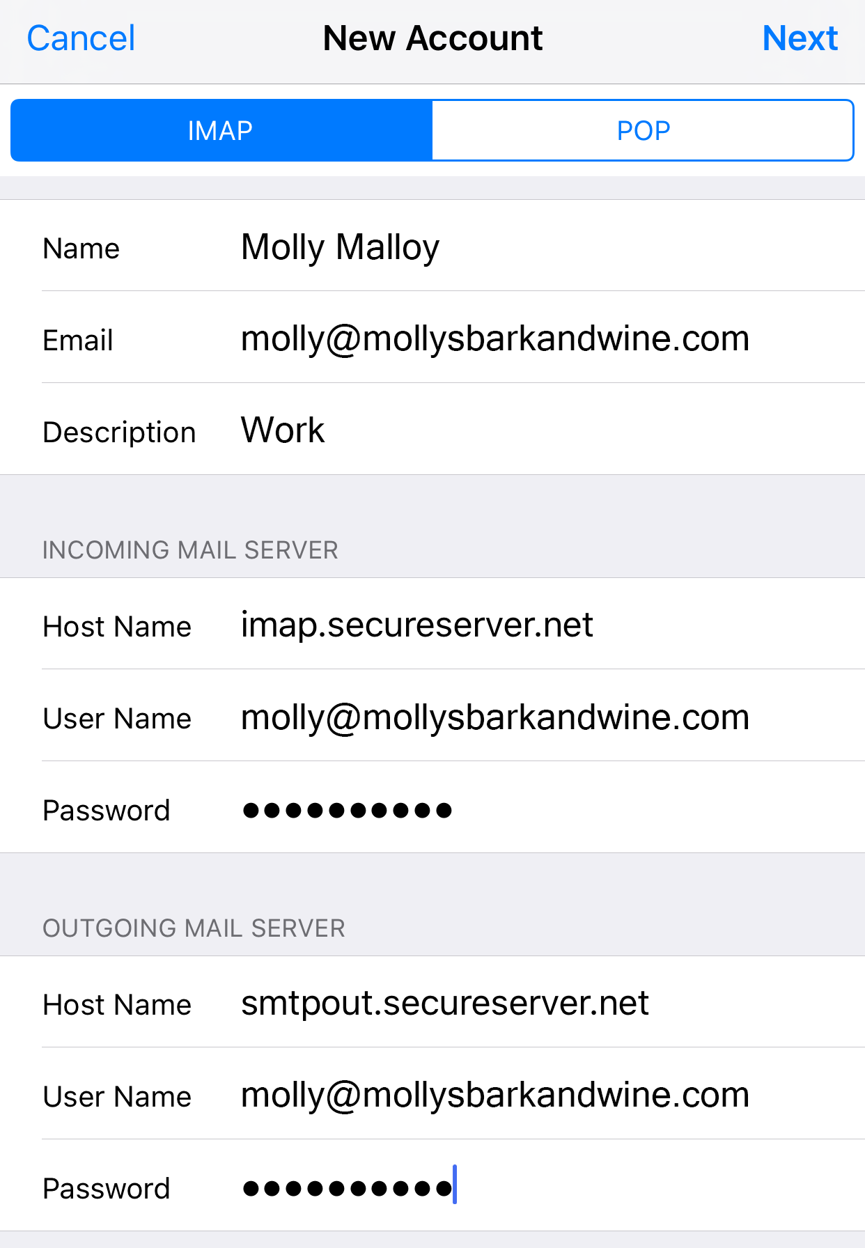 godaddy email set up for mac - server